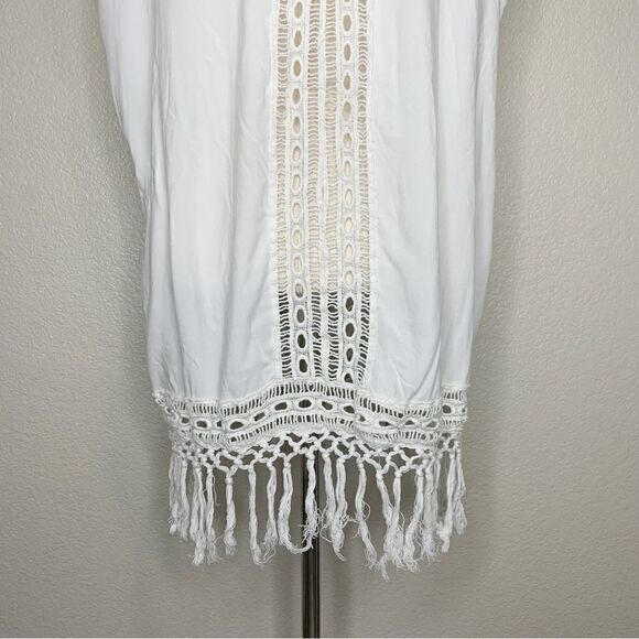 Boho Me White Eyelet Crochet Fringe CoverUp - Picture 10 of 13